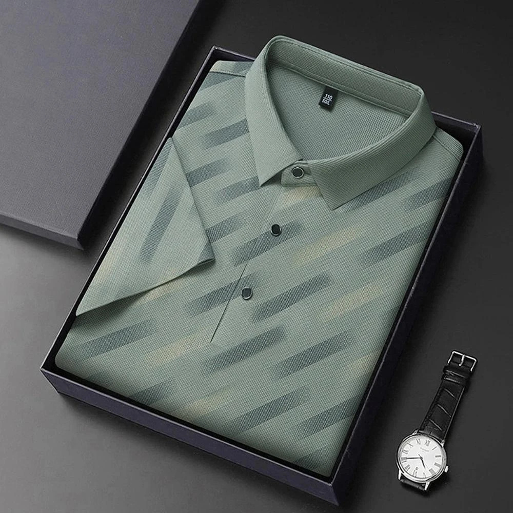 [Leve 5 Pague 3] Camisa Masculina Eclipse em Seda Gelo e Poliéster (Refinamento Absoluto!)