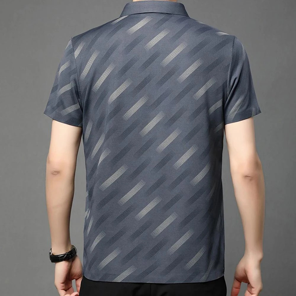 [Leve 5 Pague 3] Camisa Masculina Eclipse em Seda Gelo e Poliéster (Refinamento Absoluto!)